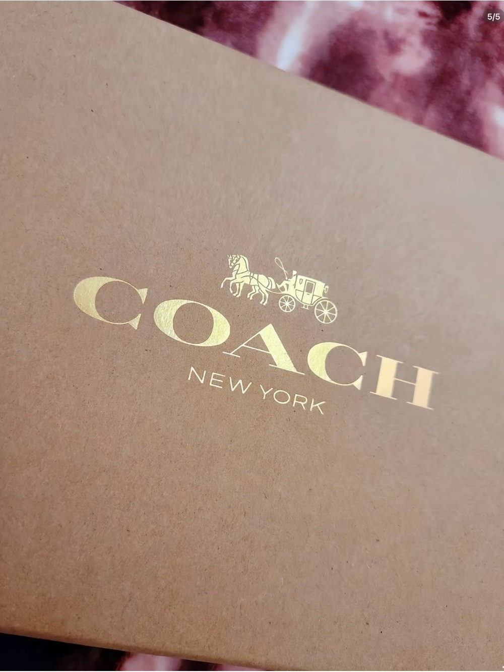 NWT Coach Accordion Zip Signature Debossed Patent Leather Wallet in Strawberry - Picture 10 of 10